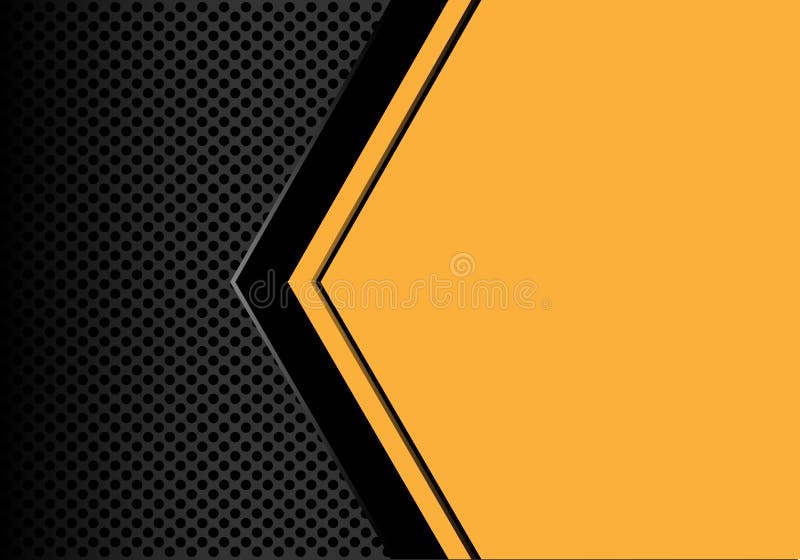 Abstract black arrow on yellow blank space circle mesh pattern design modern futuristic background vector