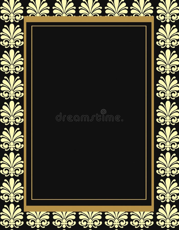 Abstract black background with a golden ornamented frame - perfect for background or wallpaper stock illustration