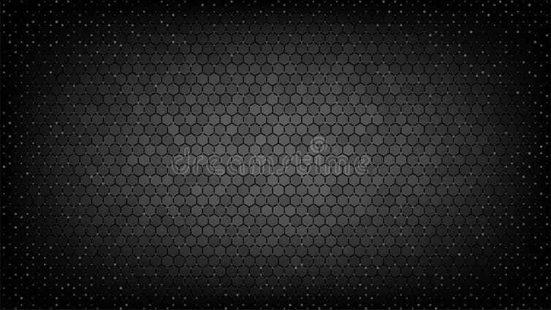 Abstract Black Background. Grey Hexagon Pattern Backdrop. Dark Honeycomb Vector Illustration. Carbon science style royalty free illustration