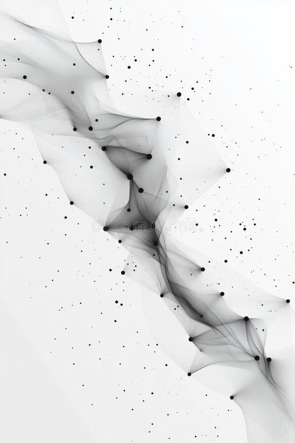 Abstract black digital wave connecting dots on white background stock illustration