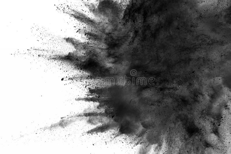Abstract Black Dust Explosion on White Background. Stock Photo - Image of  black, dark: 103938636