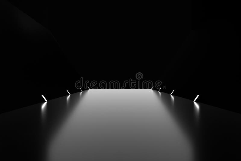 Abstract Black Glossy Background with Glow Light Lamp on Floor. 3d  Rendering Stock Illustration - Illustration of architecture, design:  92658119