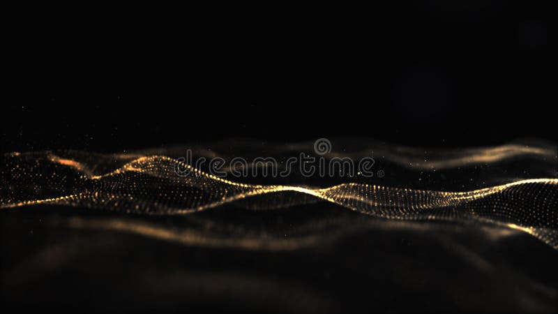 Abstract Black and Gold Color Digital Particles Wave With Bokeh Background royalty free illustration