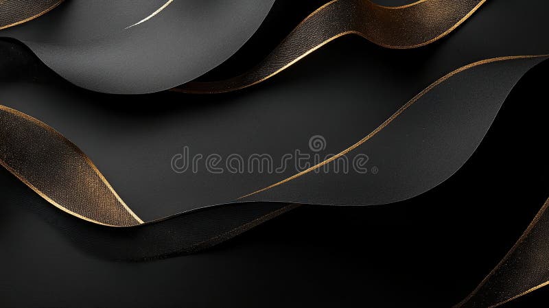 Abstract black and gold wavy background stock image
