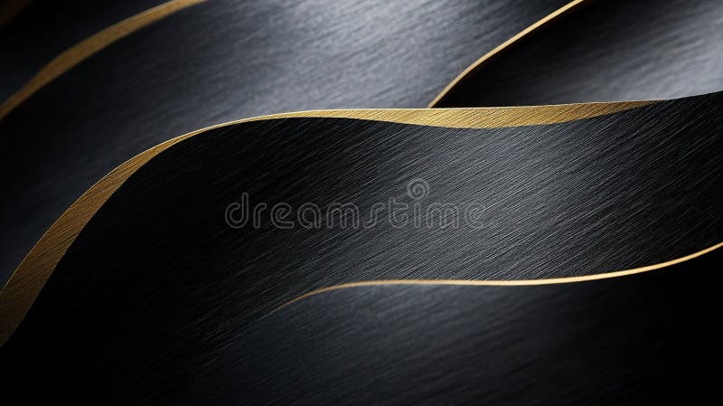 Abstract black and gold wavy texture background stock photo