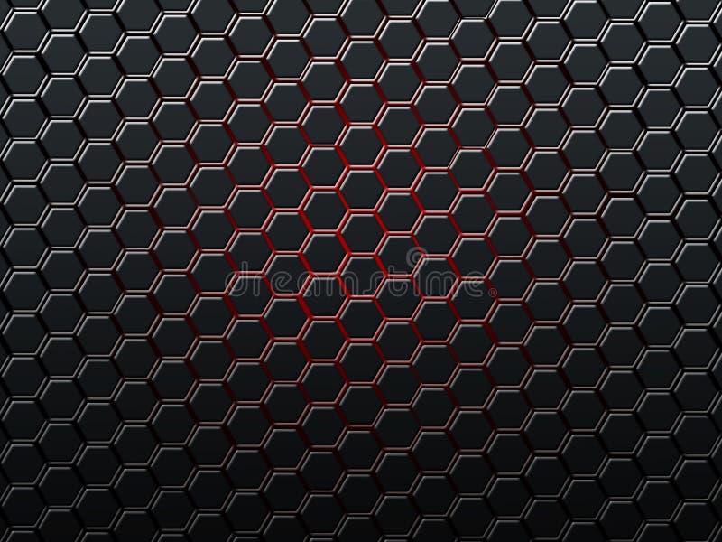 Abstract black honeycomb pattern on a red neon background stock photography