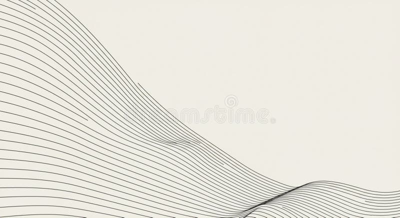 Abstract black lines flow fluidly against a light beige backdrop, curving in harmonious royalty free illustration