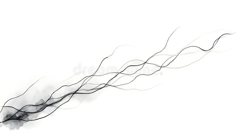 Abstract black lines with shadow effect on a white background in diagonal composition style art minimalist design featuring illustration stock