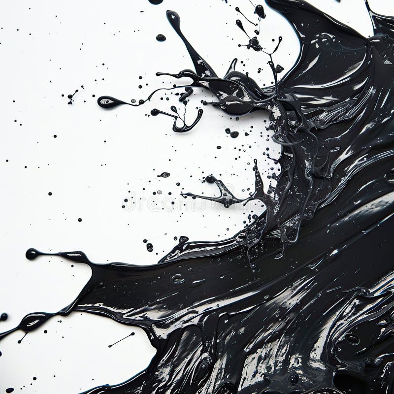 Abstract black paint splash on white background stock images