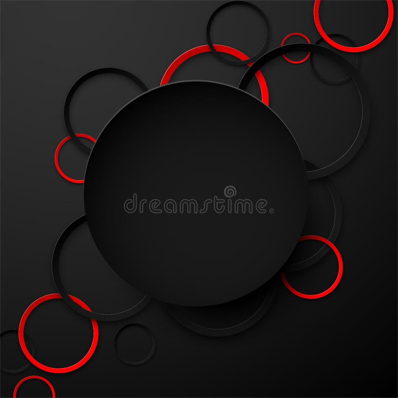 Abstract Black and Red Circles Background Stock Vector Illustration