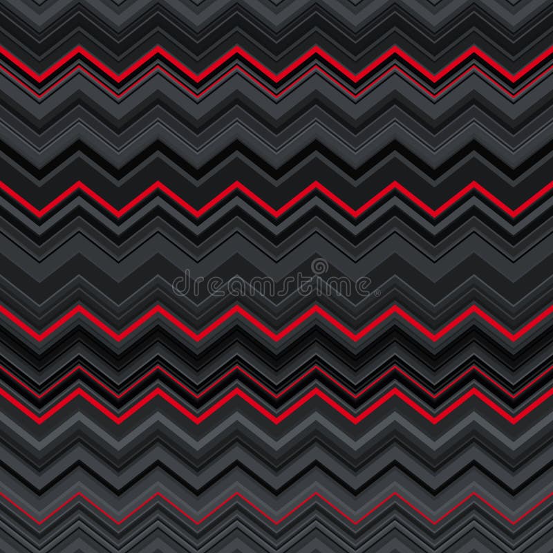 Abstract black, red and grey zig-zag warped