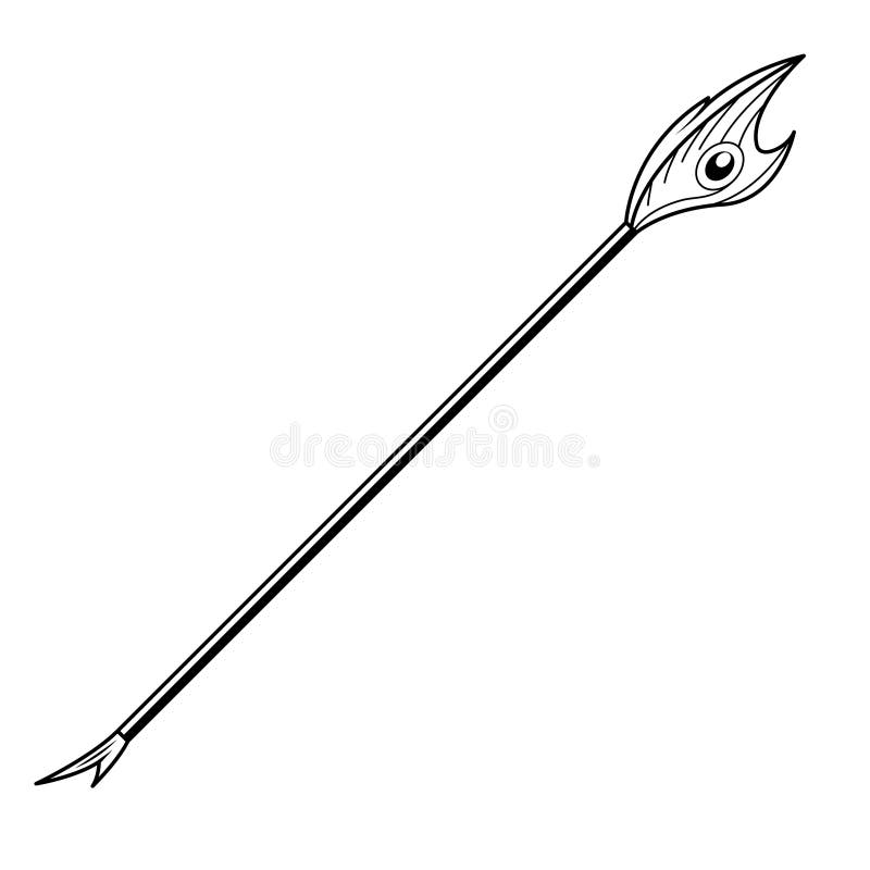 Abstract Black Simple Line Spear Weapon Doodle Outline Element Vector