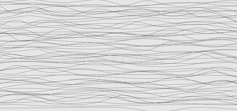 Abstract black wavy or wave lines and curves pattern on white background. Vector illustration