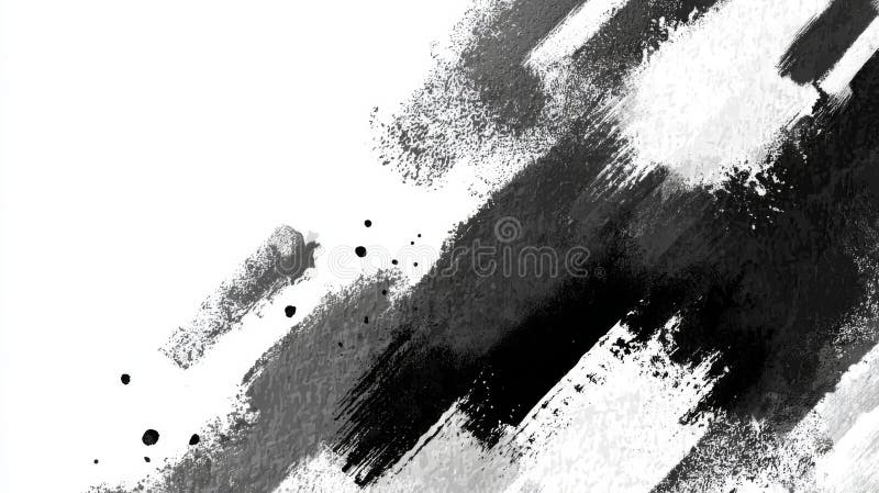 Abstract Black And White Brush Strokes Painting vector illustration