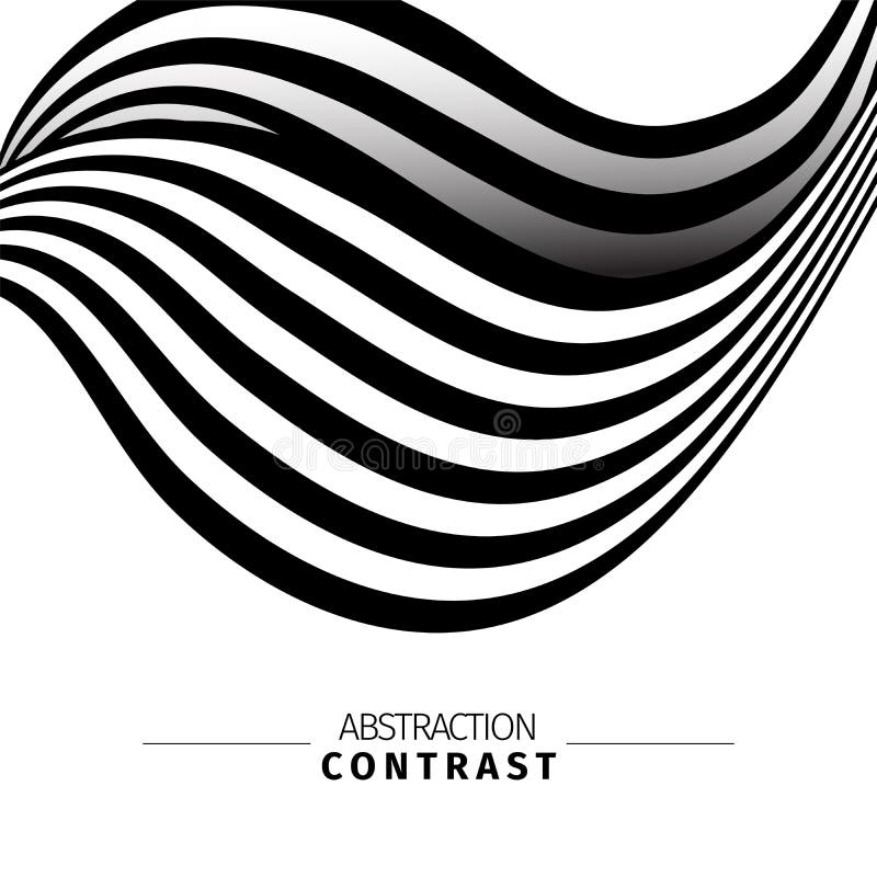 Abstract Black and White 3d Waves Color Background Stock Vector