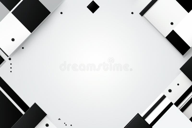 Abstract Black and White Geometric Background with Circles and Dots