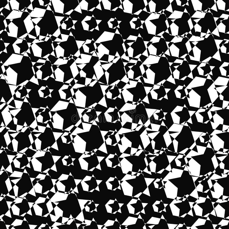 Abstract Black and White Glitch Seamless Pattern. Geometric Background