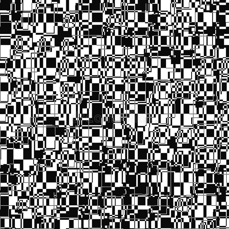 Abstract Black and White Glitch Seamless Pattern. Geometric Background