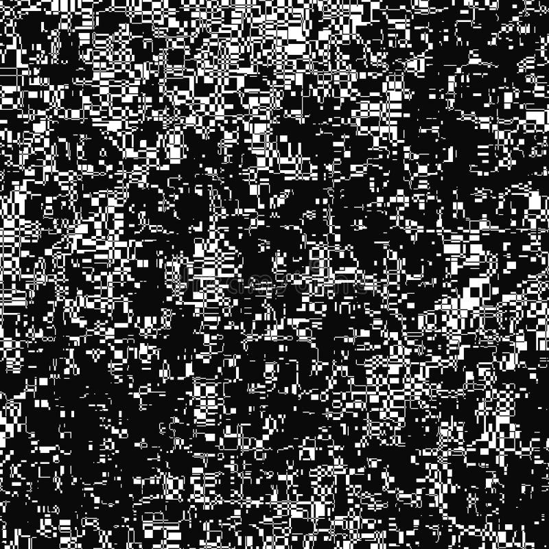 Abstract Black and White Glitch Seamless Pattern. Geometric Background