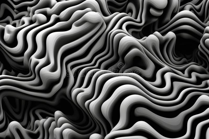 Abstract black and white wavy lines in organic pattern royalty free illustration