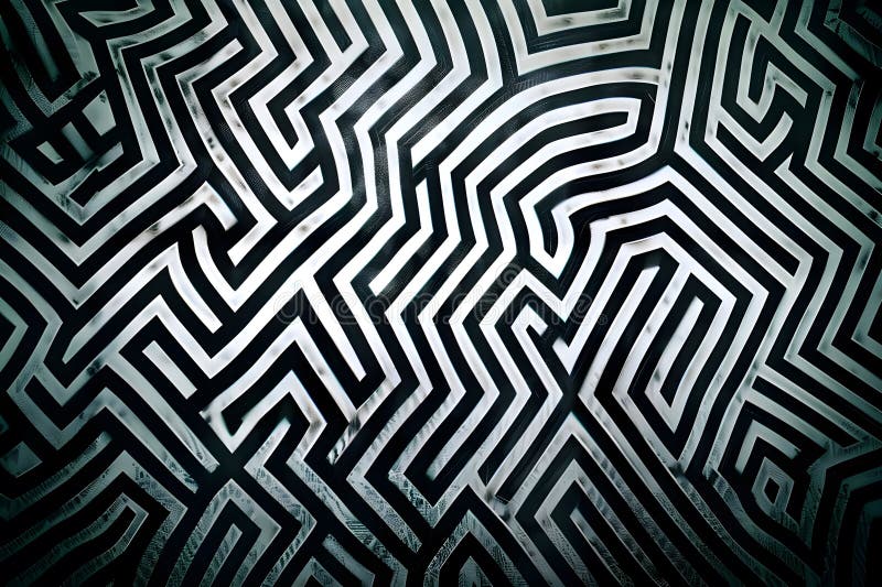 Abstract Black and White Maze Pattern (Abstract Black and White Maze Pattern) Poszukiwanie skomplikowanych projektów geometrycznyc royalty ilustracja