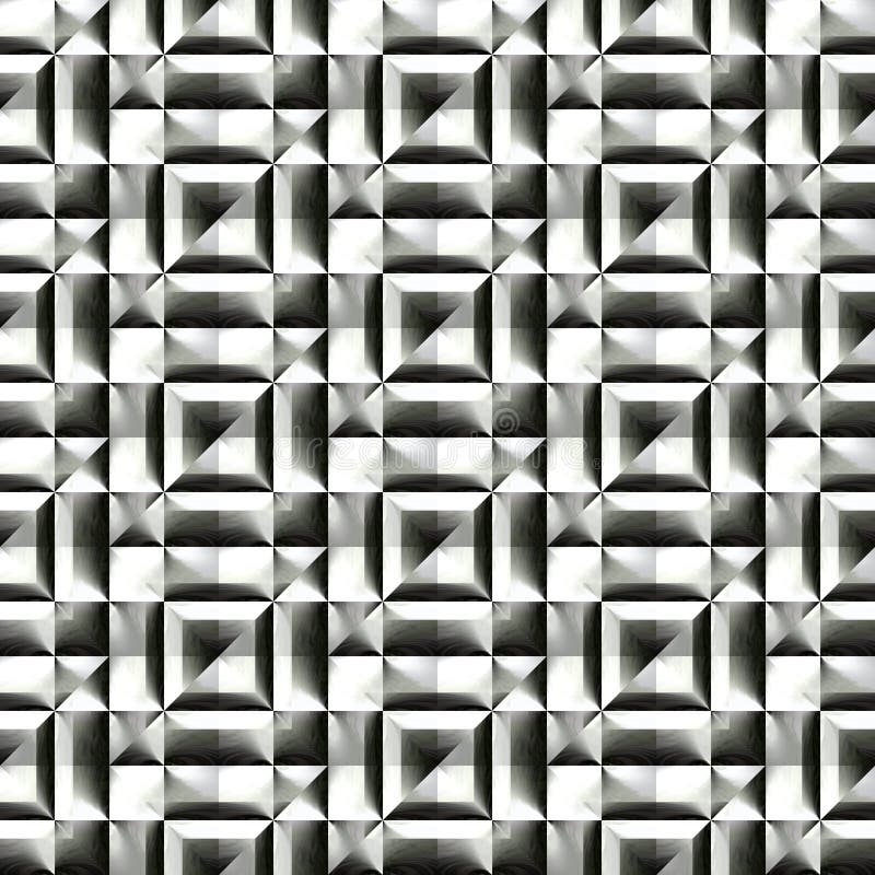 Abstract black and white plastic pattern. Metallic silver 3D surface. Checked relief. Texture background. Seamless illustration. stock illustration Abstract black and white plastic pattern. Metallic silver 3D surface. Checked relief. Texture background. Seamless illustration. stock illustration
