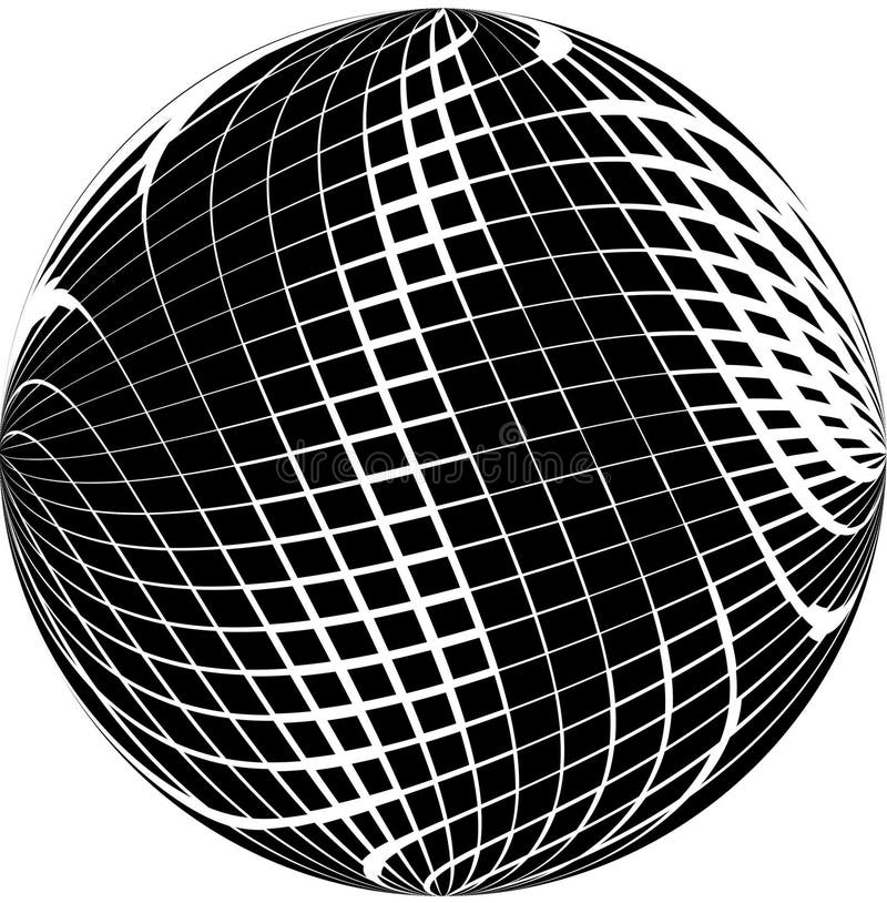 Abstract Black and White Square Sphere. Stock Illustration