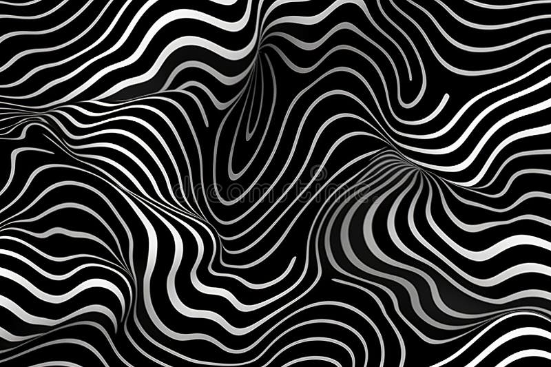 Abstract black and white squiggly lines pattern vector illustration