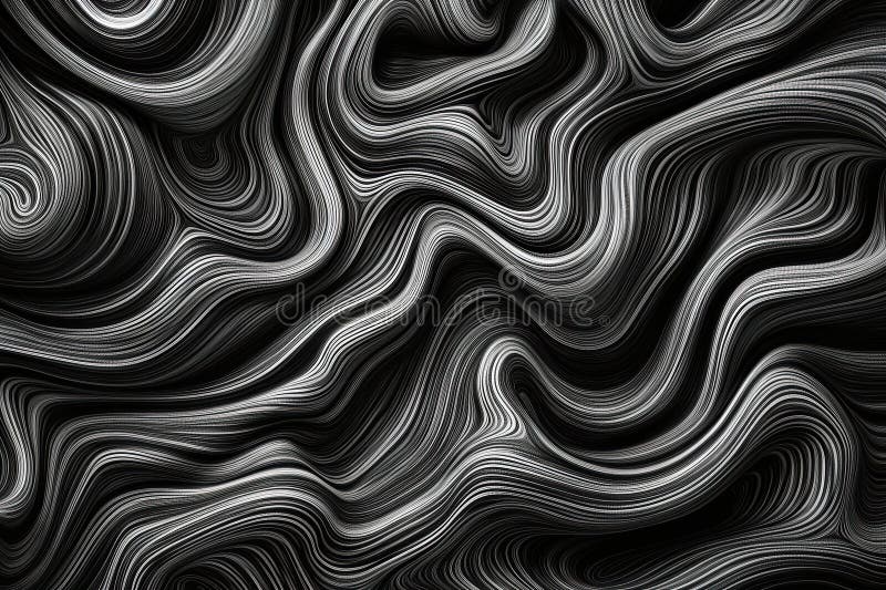 Abstract black and white squiggly lines pattern background. Abstract black and white pattern with squiggly lines, creating a mesmerizing and hypnotic visual effect. Perfect for backgrounds, textures, and artistic design projects