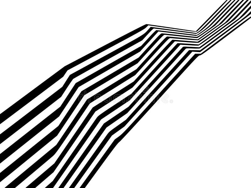 Abstract Black and White Stripes Bent Ribbon Geometrical Shape Stock Illustration Illustration