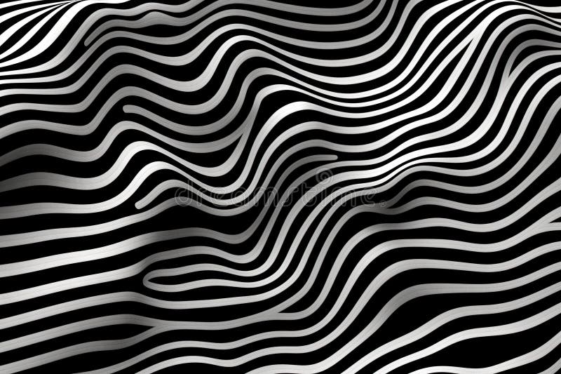 Abstract black and white wavy lines background pattern stock illustration