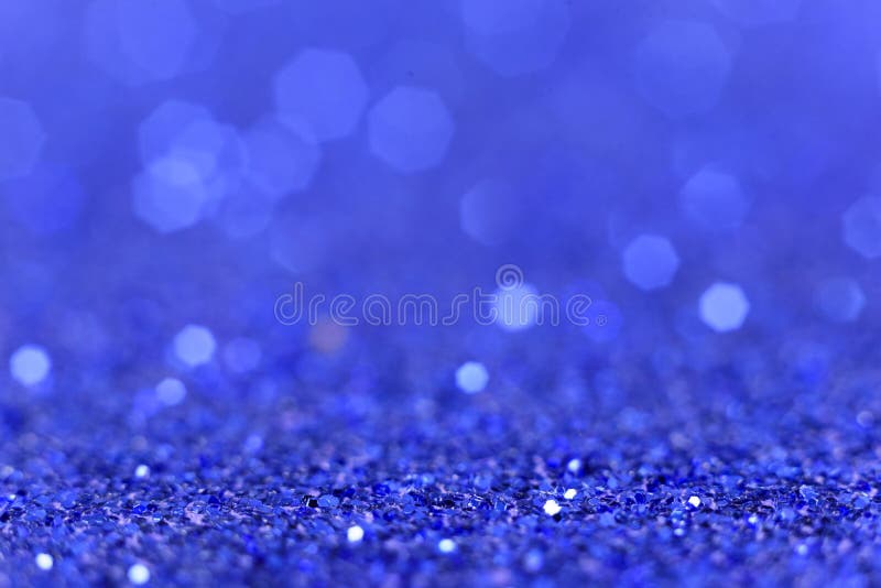 Shiny Blue Abstract Christmas Background. Blue Glitter. Stock Photo