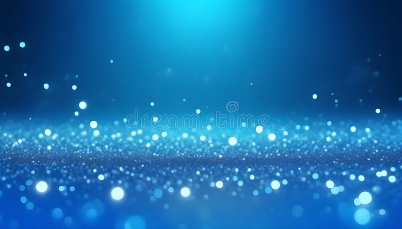 Abstract blue background with glittering particles and bokeh effect. Generative AI vector illustration