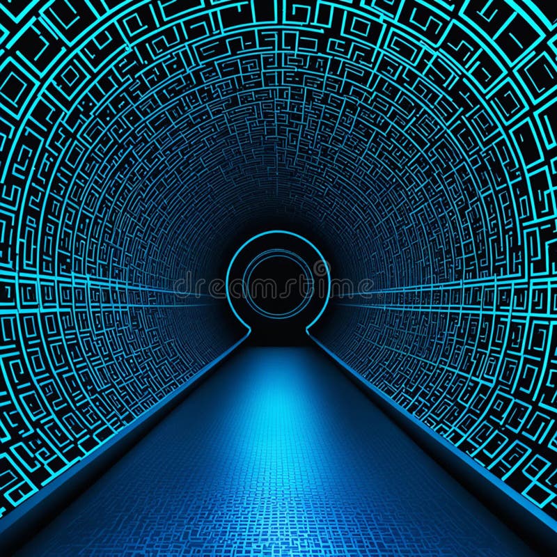 Abstract Blue Background. Illustration of Cryptography, Secure Tunnels