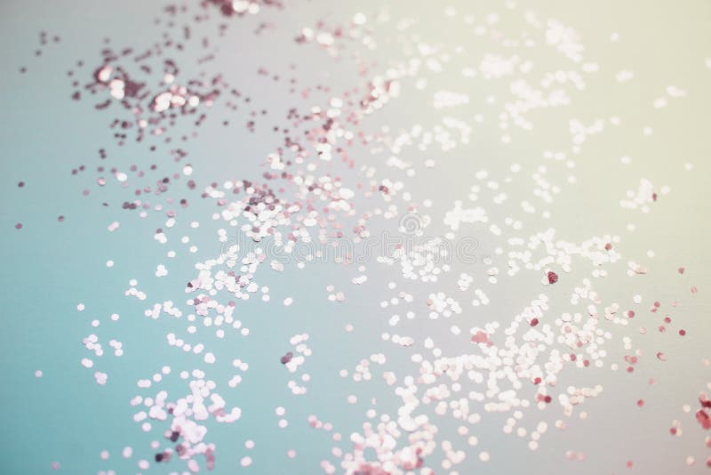 Abstract Blue Background with Silver Confetti Close Up. Stock Image
