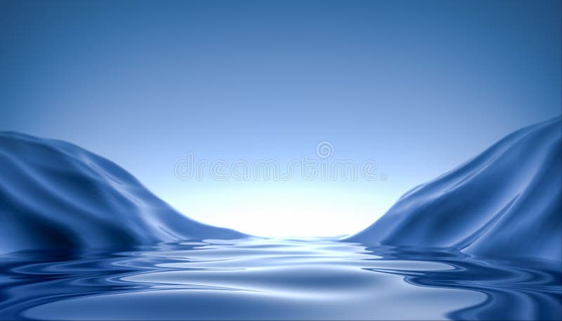 Abstract blue background, smooth water surface reflection clean minimal design product placement. natural wave liquid presentation royalty free illustration