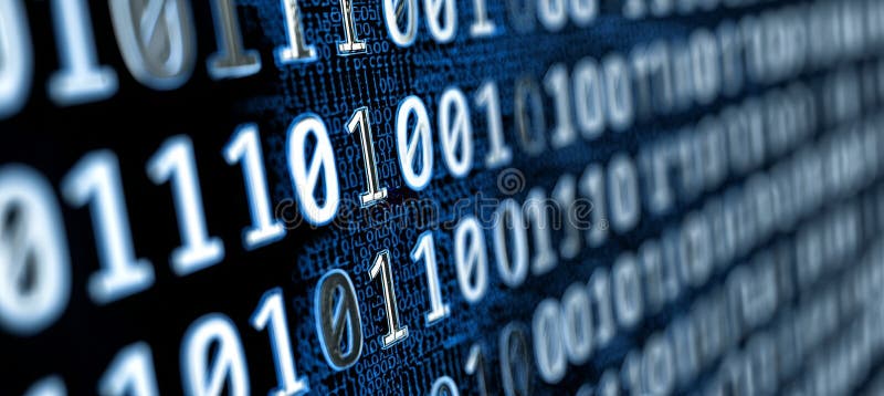 Abstract Blue Binary Code Data Stream Flowing Digital Information, Technology Background. vector illustration