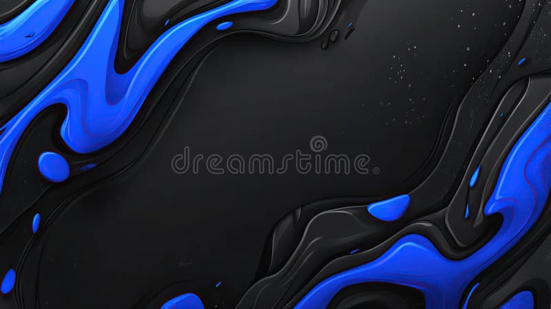 Abstract blue black liquid swirls background design royalty free stock images