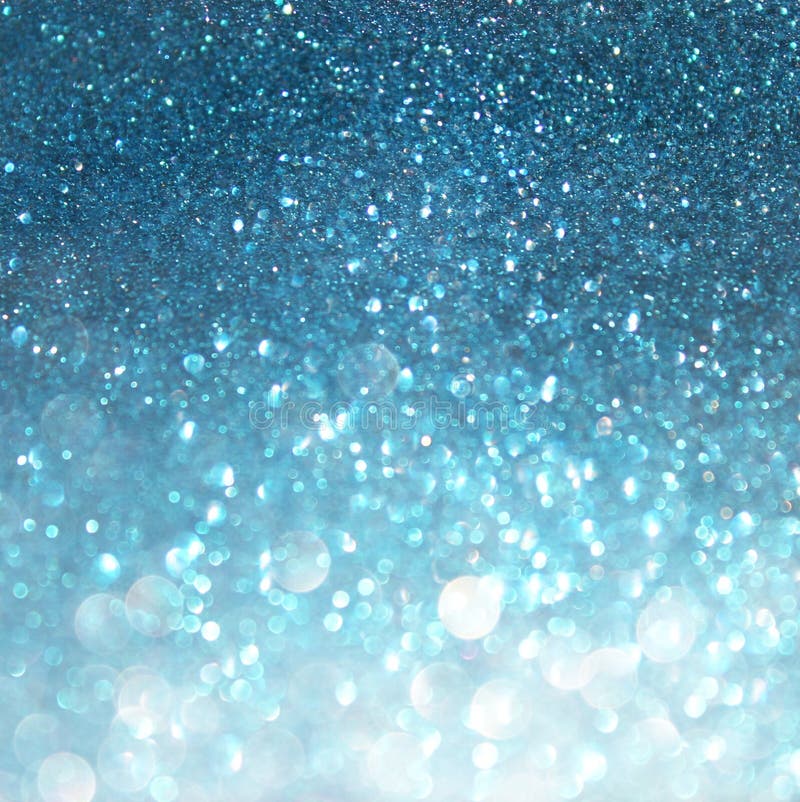 Abstract Blue Bokeh Lights, Defocused Background of Blue and White Lights. Stock Image Image