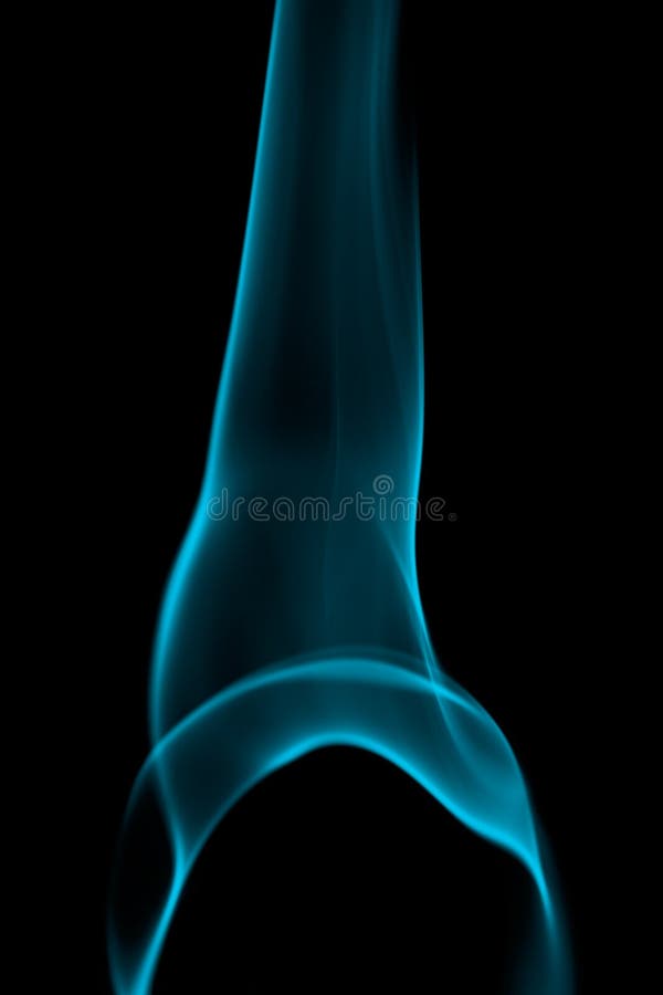 Abstract blue cigarette smoke shape on black