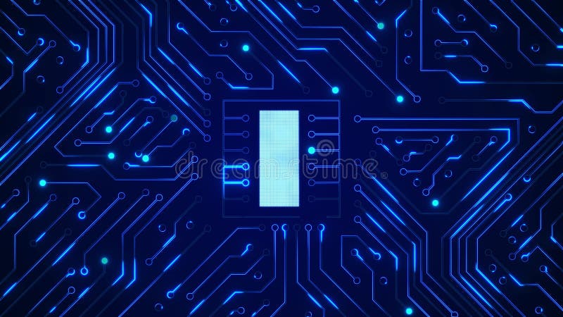 Abstract Blue Circuit Board Technological Network Background Loop Animation vector illustration