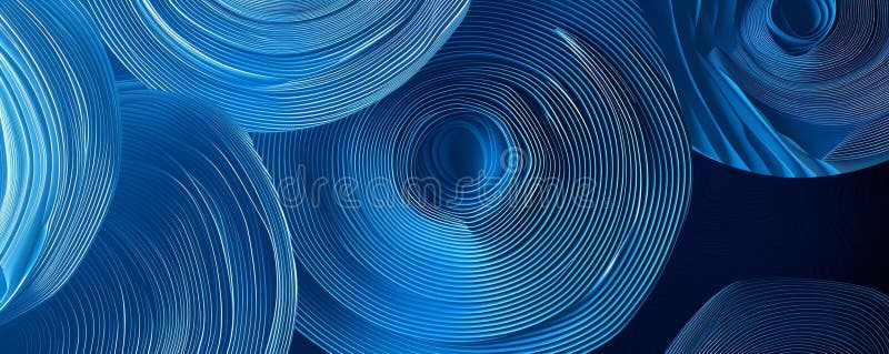 Modele circulare albastre abstracte pe fond întunecat stock photos