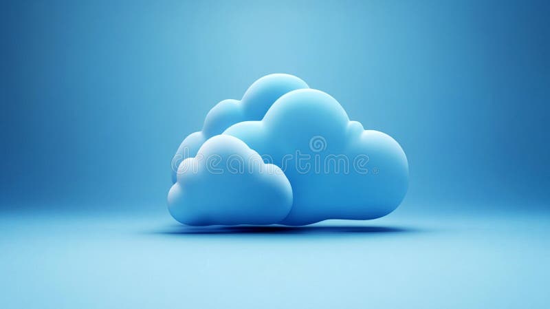 Abstract Blue Clouds Digital 3D Render Soft Pastel Sky Hintergrund Illustration Design Art Web stock abbildung