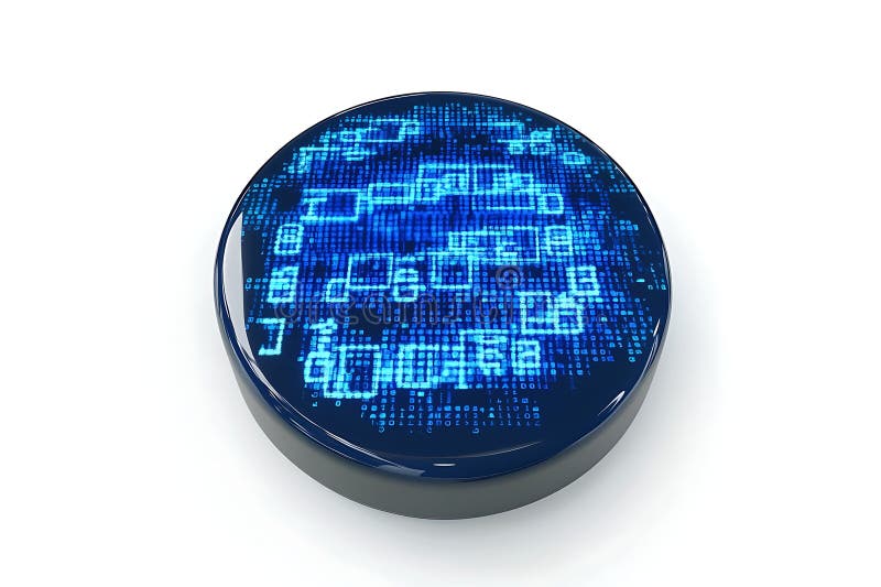 Abstract blue digital circuitry pattern on a round surface stock illustration