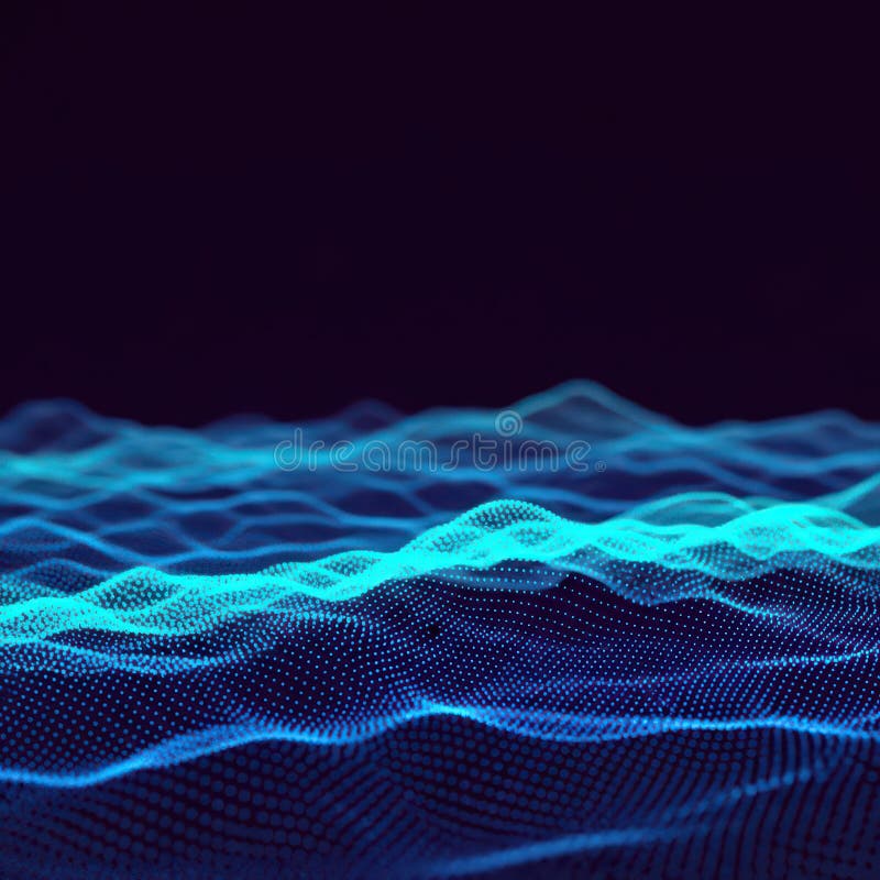 Abstract Blue Digital Landscape, Futuristic Network Data Flow, Technology Background vector illustration