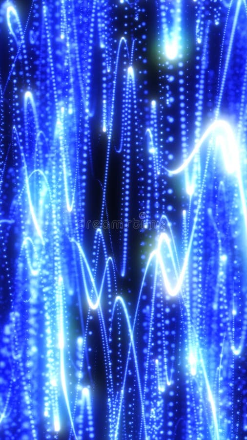 Abstract blue digital rain with luminous vertical trails of particles, representing data streaming or futuristic royalty free illustration