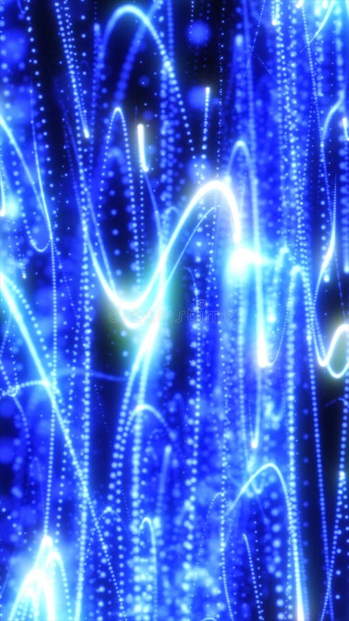 Abstract blue digital rain with luminous vertical trails of particles, representing data streaming or futuristic royalty free stock photo