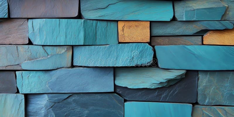 Abstract Blue and Earth Tones Stone Wall Texture for Building Material and Wall Finishing Design stock illustration