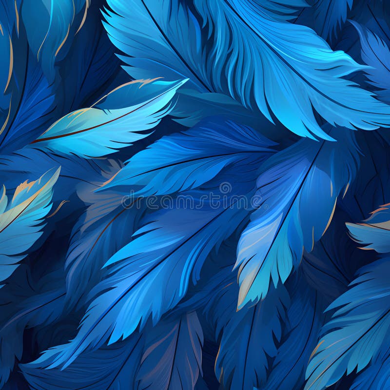 Abstract Blue Feathers stock illustration