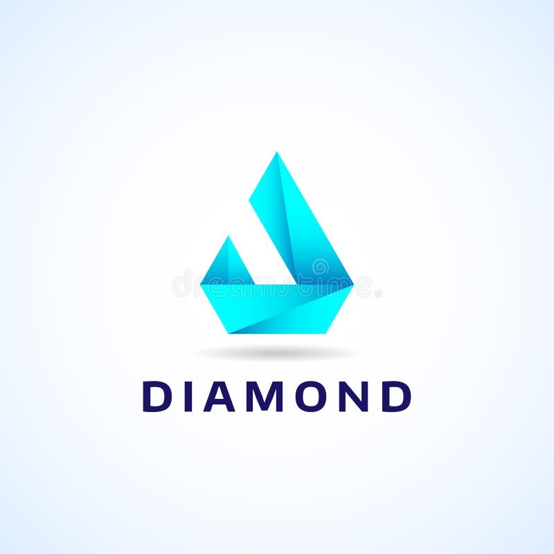 Abstract Blue Geometric Diamond Shape Company Logo Template stock illustration
